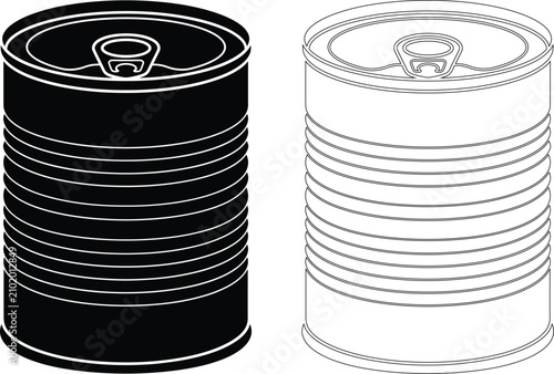 Εκτύπωση καμβά Tin metal can container icon vector illustration set with container packaging cy
