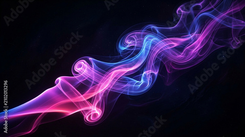 Neon Smoke Wave Abstract Background in Blue and Pink