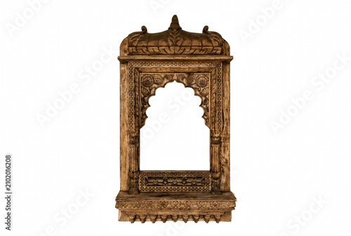 Intricate Hand Carved Rajasthani Wooden Jharokha Window Frame