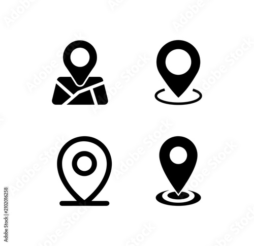 Set of map pin icons location markers for navigation and travel apps minimalist vector design