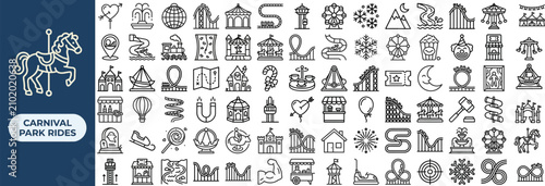 Bild auf Leinwand Carnival park outline icon set