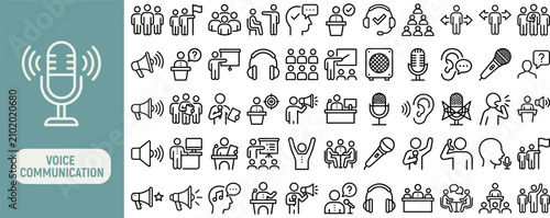 Foto Voice communication outline icon set