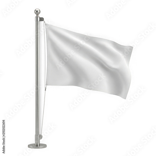 White flag waving on a metal pole