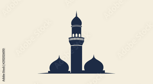 Foto Mosque silhouette on cream background.