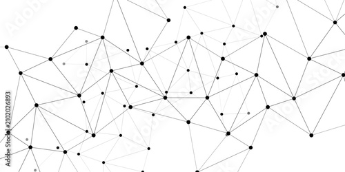 Fotografi Abstract interconnected network of dots and lines, representing a digital web of