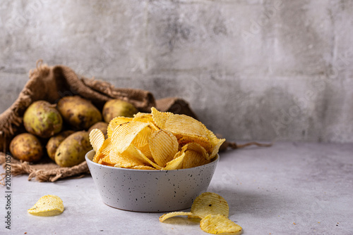 Εκτύπωση καμβά Crispy fresh potato chips, junk food