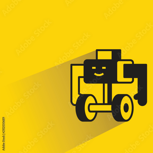 Φωτογραφία droid robot with shadow on yellow background