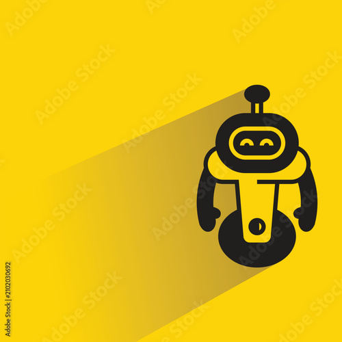 Canvas Print droid robot with shadow on yellow background