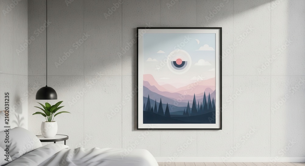 Fototapeta premium Modern Minimalist Landscape Art Poster For Interior Decor
