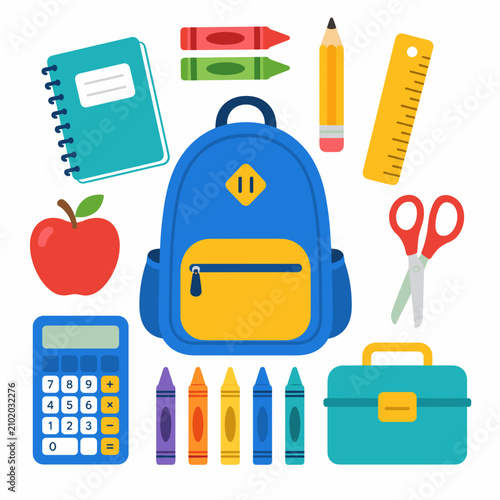 Valokuva Bright blue backpack holds school essentials