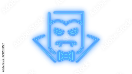 Konstfotografi Colorful neon icon of a spooky vampire dracula character with sharp fangs and a