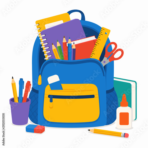 Photography Bright blue backpack holds school essentials