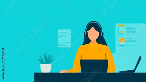 Customer Support Agent Assisting Business Client Headset Crm, technical support service, IT help desk assistance, customer troubleshooting solution