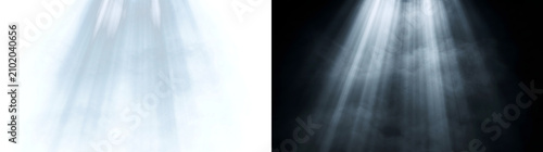 Light rays cascade in cool white beams for cinematic overlays with PNG, Transparent and Black Background Versions