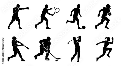 Photos Athletic silhouettes collection black shapes on a white background