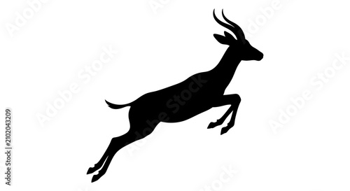 Bild auf Leinwand Impala Silhouette Against A White Background African Wildlife Illustration
