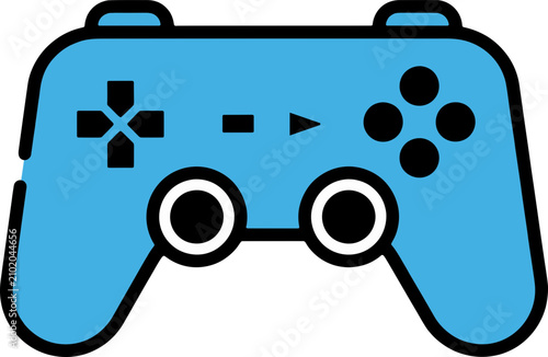 Blue Video Game Controller Vector Illustration, Modern Flat Design Gamepad Icon for Gaming, Esports, and Entertainment Graphics, Scalable SVG Clipart for Web and App Interface