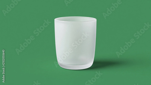 Frosted glass cup on green background  