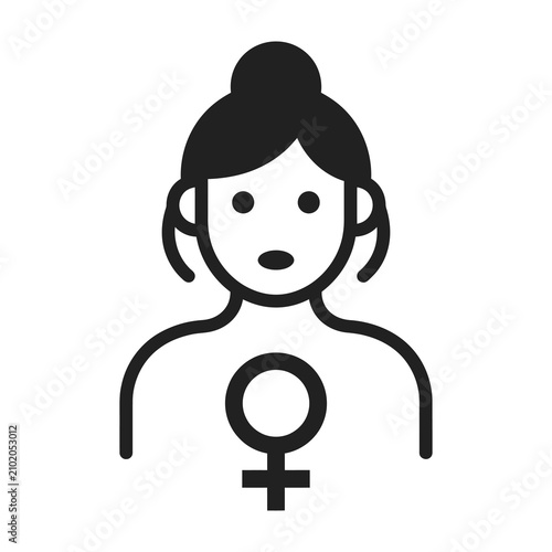 Foto Woman icon with female symbol on chest graphic representation