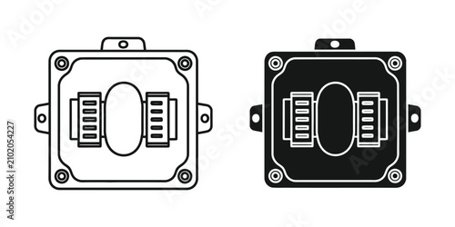 Electrical junction box outline and silhouette against a white background with clean lines