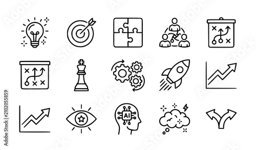 Business Innovation and Strategic Thinking Vector Icons Editable Stroke