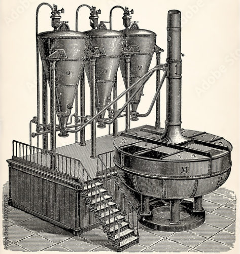 Foto Steamer with mashing apparatus (steam cooker combined with mash tun for spirit production)