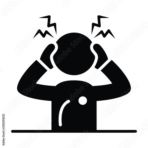 Foto Frustrated person with headache and stress, hands on head