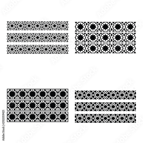 Black and white seamless pattern with circles and dots in rows isolated on white background, Vector