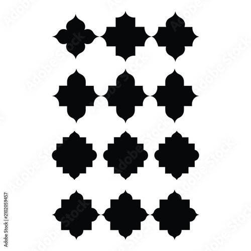 Three connected hexagon shapes forming a chain pattern in black isolated on white background, Vector