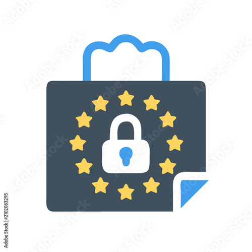GDPR Data Protection concept with EU stars and padlock