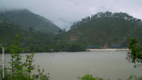 Lake Maneri on the Bhagirathi River with hydroelectric power project dam