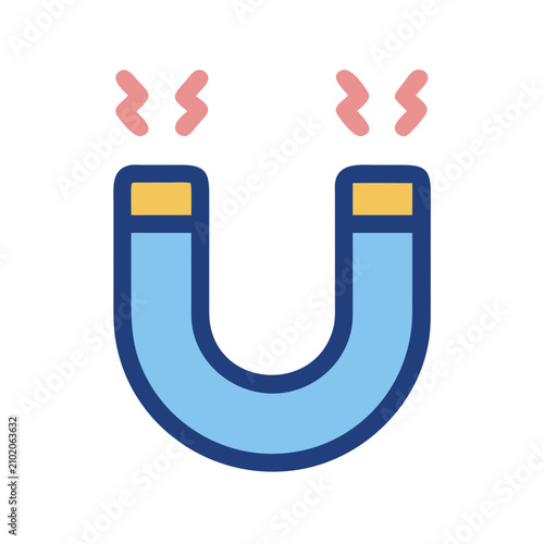Fotografía Illustration of a Cartoon Magnet with Field Lines Icon