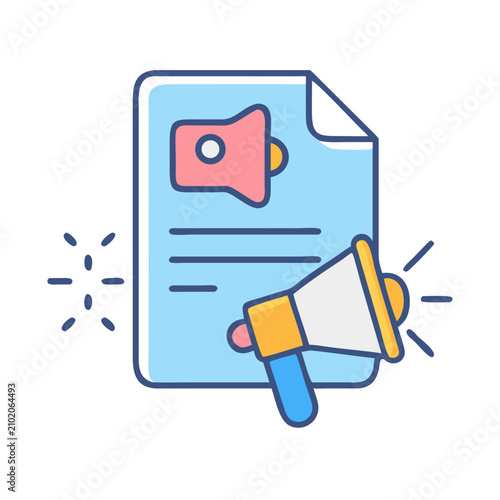 Obraz na płótnie Marketing message with megaphone and document, announcement concept design