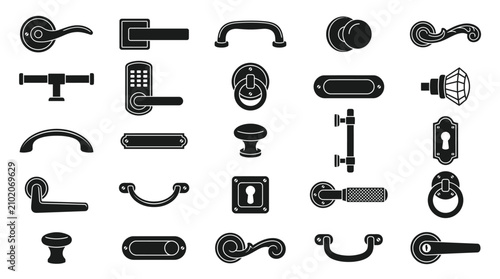 Collection of various door handles and locks.