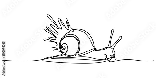 Foto Continuous single line drawing of a fast snail moving quickly