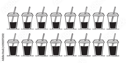 Fotografía Collection of hot and cold drinks in cups and mugs on transparent background