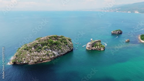 Aerial landscape of los arcos national park in puerto vallarta