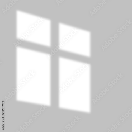 Realistic Square Window Shadow Overlay on Transparent Background