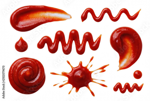 Cuadro en lienzo Various Red Tomato Ketchup Splashes and Swirls
