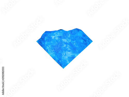 Shiny blue diamond gemstone with a bright sparkling surface isolated on transparent background