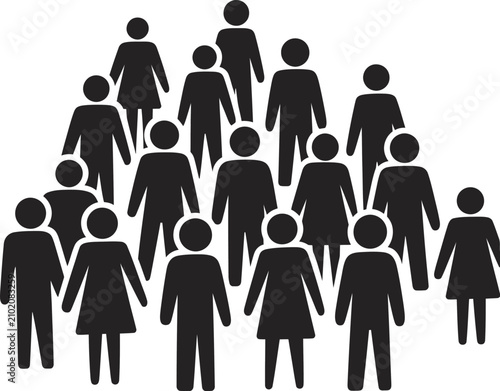 Group of people silhouette icons crowd vector illustration