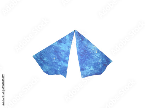 Two blue triangular shapes with a textured artistic pattern isolated on transparent background