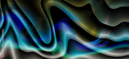 Foto Abstract vibrant light waves create a dynamic, colorful liquid background with smooth curves