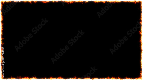 Fire Border Frame Photo Overlay, Isolated on Black Background