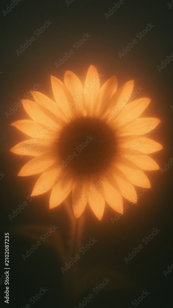 Obraz premium Glowing sunflower with soft, warm light mobile wallpaper