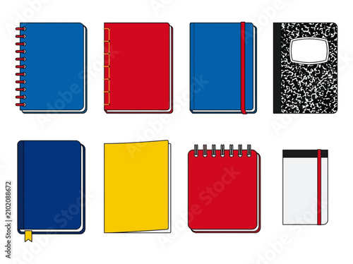 Notebook and Journal Collection Flat Vector Icon Set