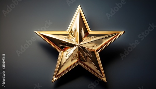 a shiny gold five pointed star with a reflective metallic surface showcasing a polished and symmetrical design suitable for concepts of awards and recognition