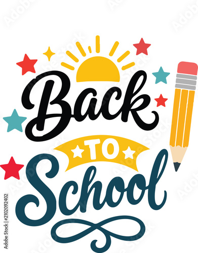 Foto Back to School calligraphy Design, Isolated on white background.