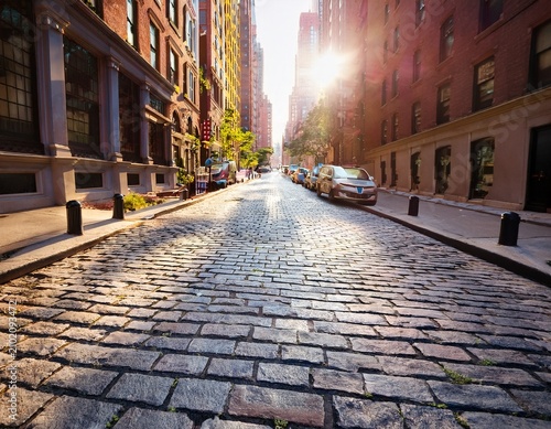 amazing new york city old soho downtown paving stone street