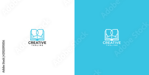 Modern Abstract Book and Speech Bubble Logo Design Featuring Minimalist Lines for Creative Communication and Education Branding Concepts